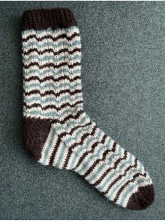 Rokkesokk -Maddy-sokken - strikkepakke- lys grå/rosa/grønn